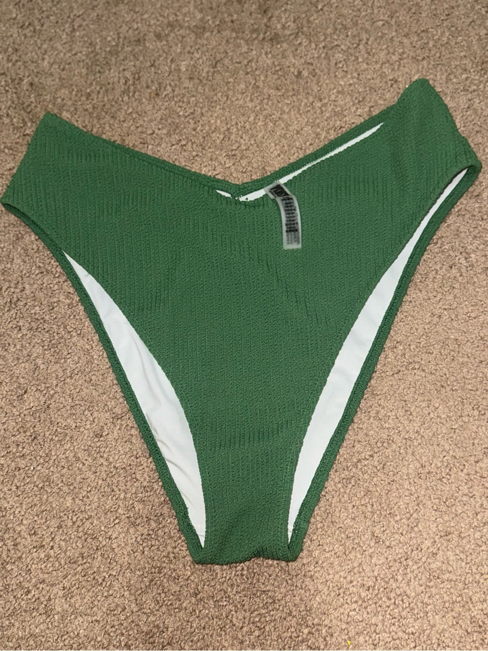 PINK Victoria’s Secret Textured High-Rise Forest Green Bikini Bottoms
